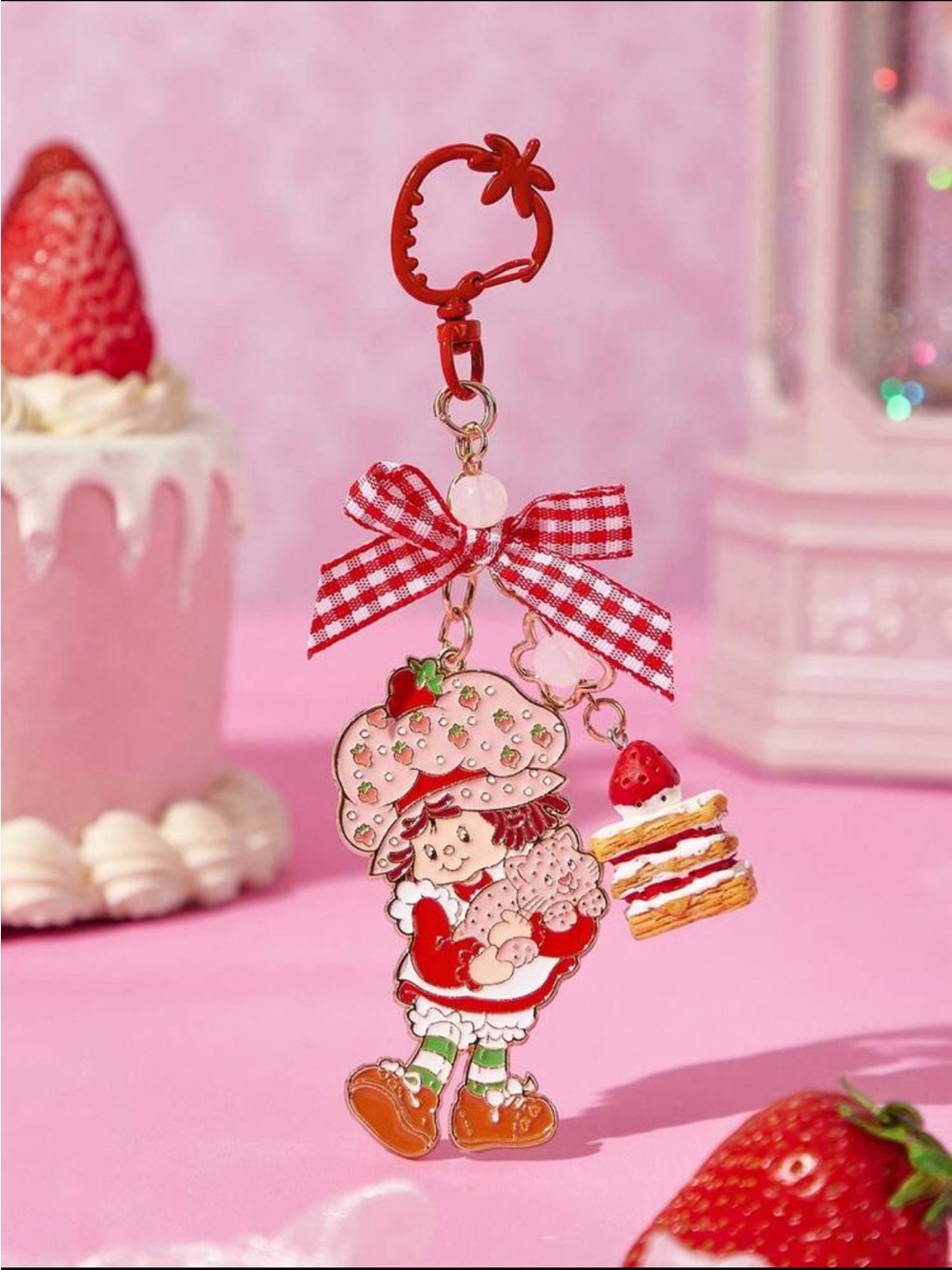 Strawberry Shortcake Gingham Keychain NEW 🏷️